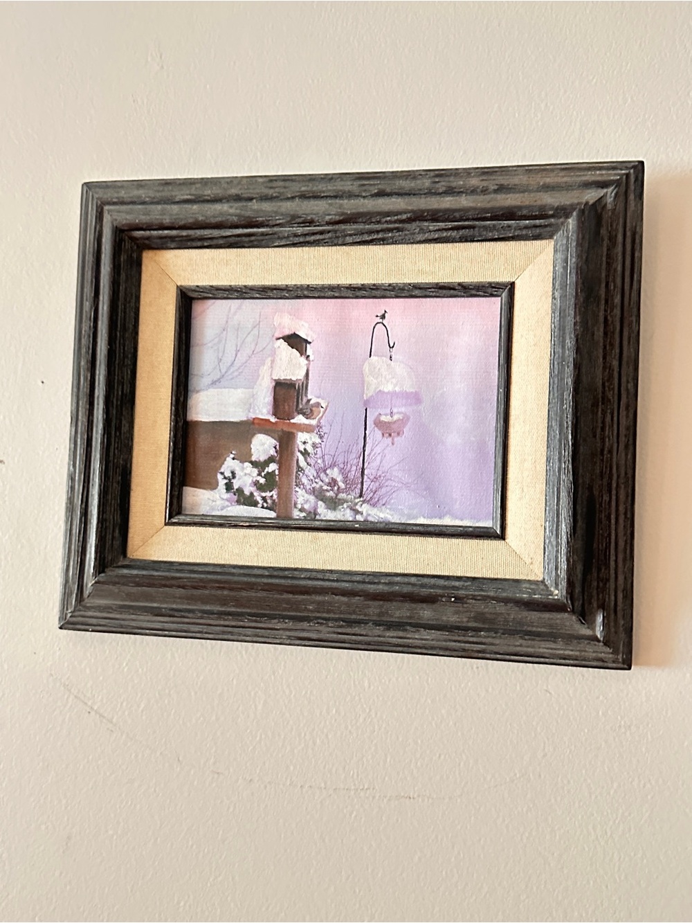 Vintage framed winter artwork
